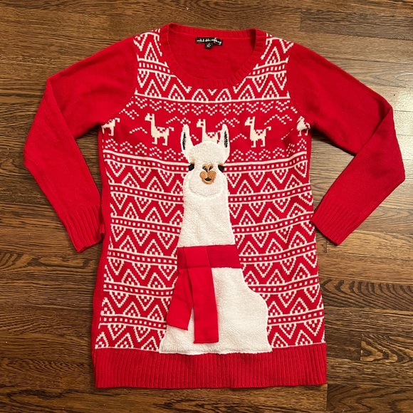 Llama Holiday Sweater Dress! Worn only once - Picture 1 of 4